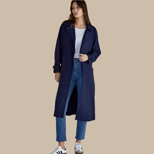 Mayla Duster Blue Pinstripe