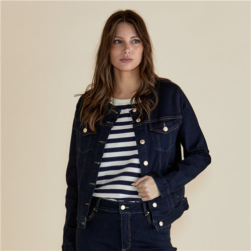 Cindy Collarless Denim Jacket