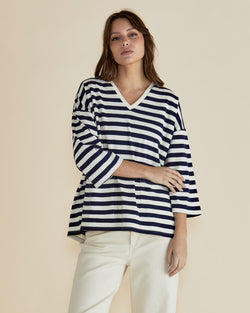 Raven Top Navy/Cream Stripe