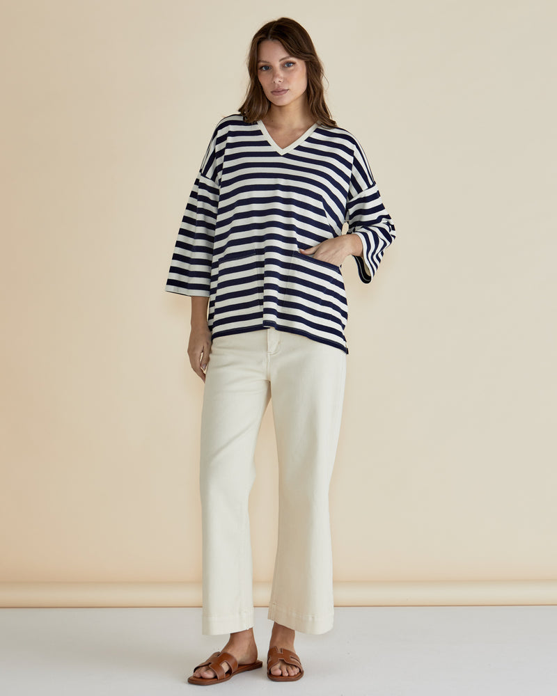 Raven Top Navy/Cream Stripe