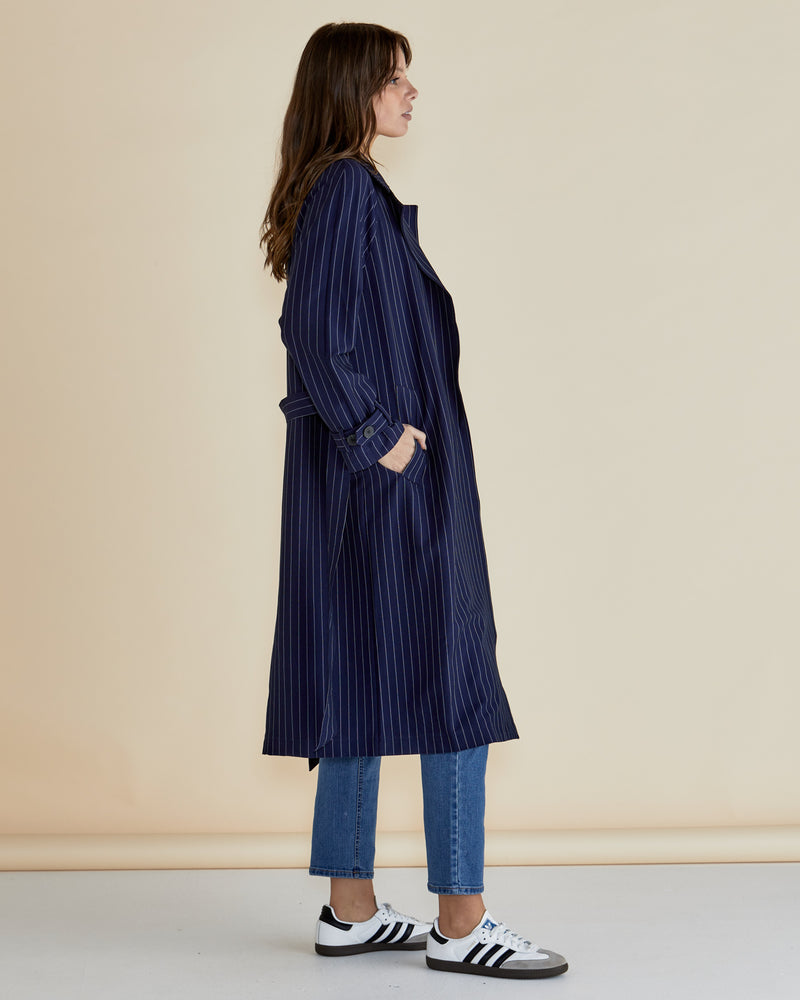 Mayla Duster Blue Pinstripe