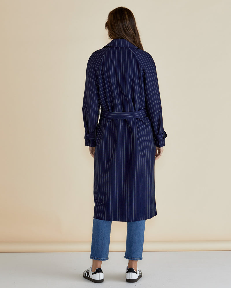 Mayla Duster Blue Pinstripe