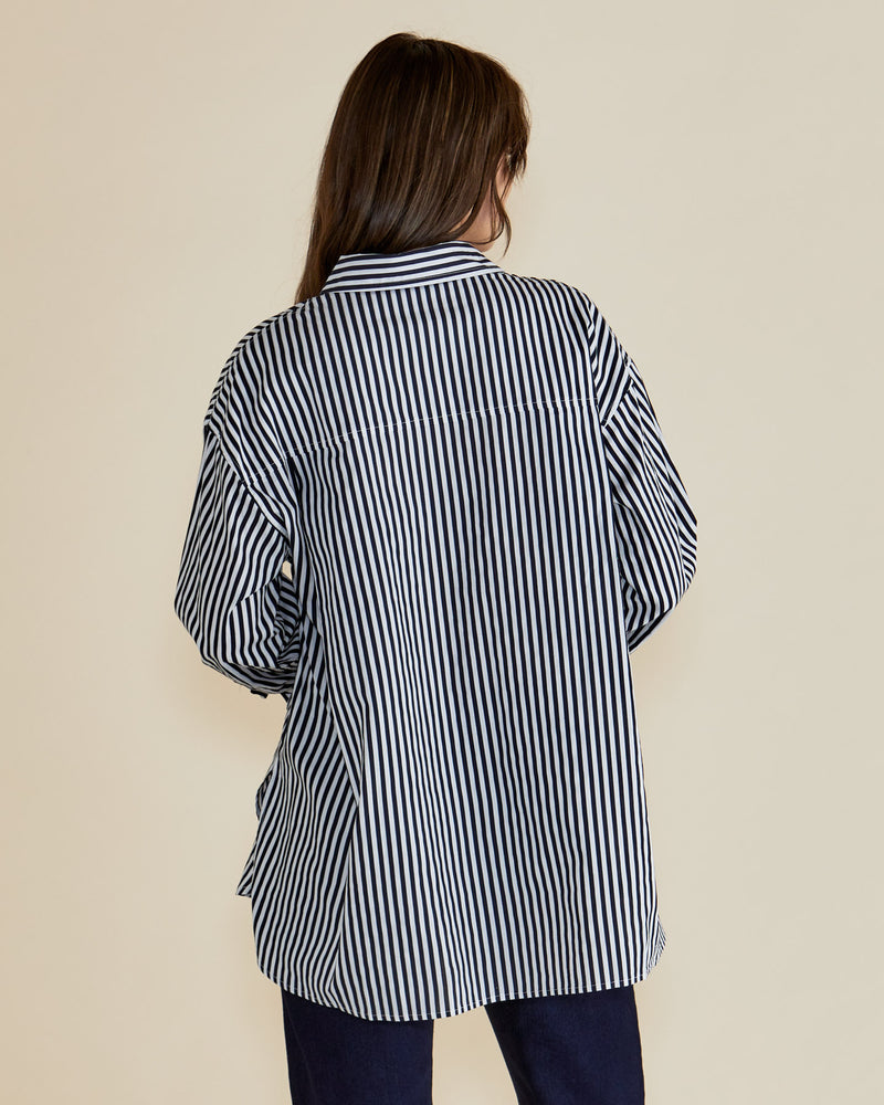 Claire Classic Shirt Navy Stripe